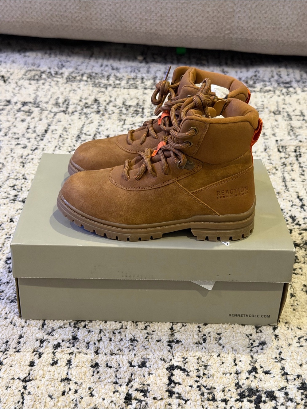 Kenneth Cole Reaction Kids Chestnut Brown Lace-Up Ankle Boots